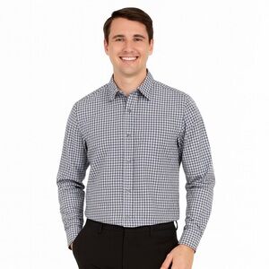 Theory Men's Gray Plaid Dress Shirt Size L